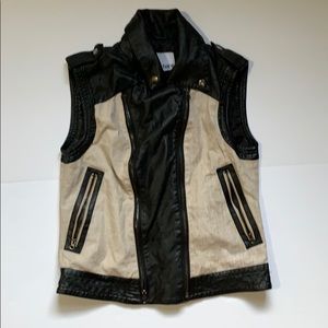 Bar III 100% Linen & Faux Leather Vest